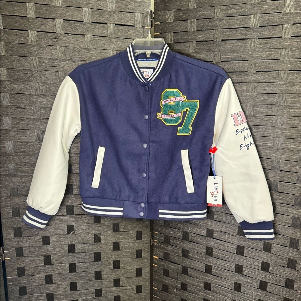 Limited Too Navy and White Varsity Jacket